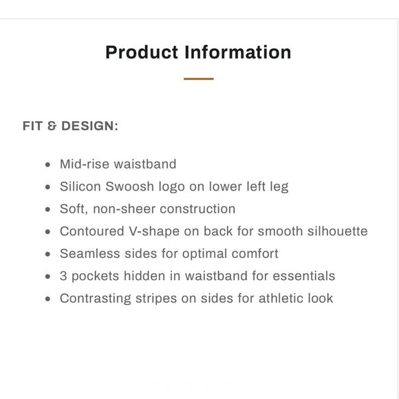 NIKE LUXE Women’s Small Mid Rise Leggings - Picture 2 of 9